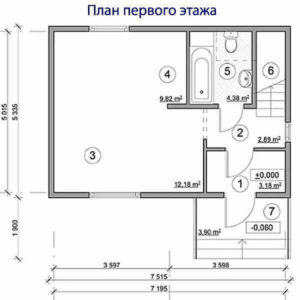 80 кв.м. проект дом СЕМЕЙНЫЙ план первого этажа