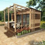 проект домика для базы отдыха вид справа