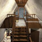 проект ТРЕУГОЛЬНЫЙ домик для турбазы интерьеры